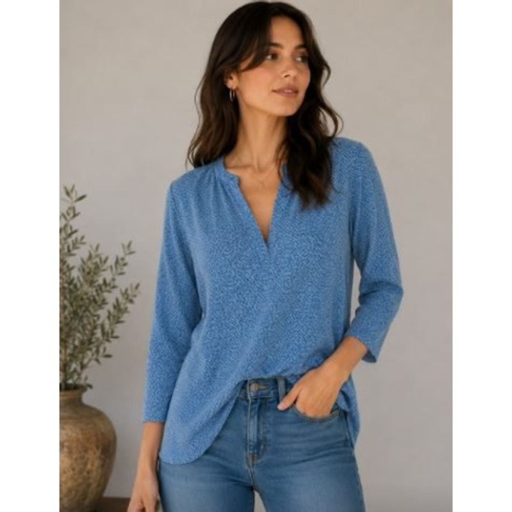 LL Bean Tunic Top 3X Plus Blue Geometric Casual Everyday Gorpcore Outdoor Boho